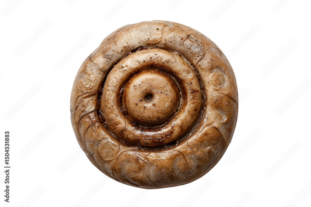 Fototapeta premium Single Roasted Mushroom Top View Closeup Detail