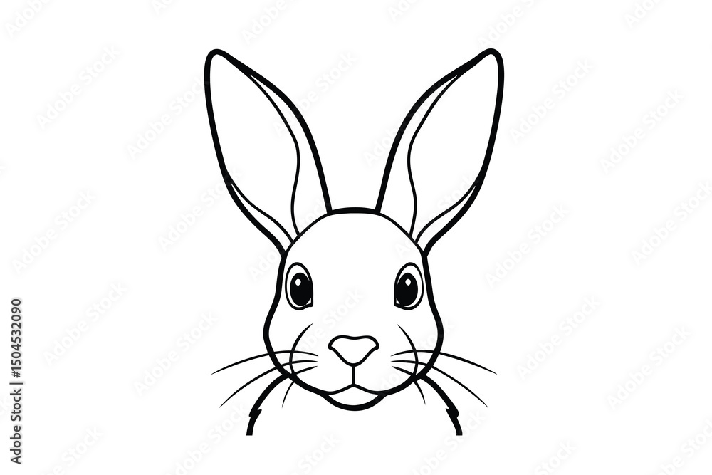 Adorable bunny rabbit face outline illustration design Adorable bunny rabbit face outline illustration design