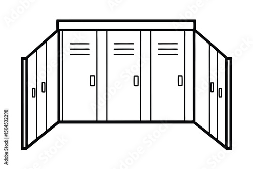 School lockers line art illustration simple design
