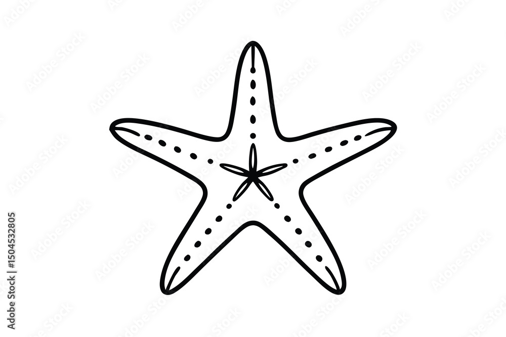 Obraz premium Simple line drawing of a starfish ocean sea life