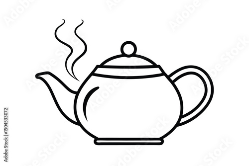 A simple line drawing of a teapot with steam