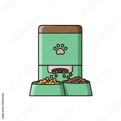 Pet food dispenser icon for smart feeding products and animal care supplies