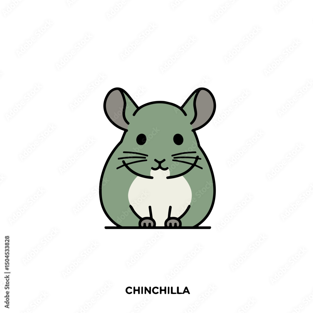 Obraz premium Chinchilla icon for pet care apps and exotic animal branding