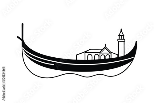Gondola boat mosque lighthouse water transportation venice italy