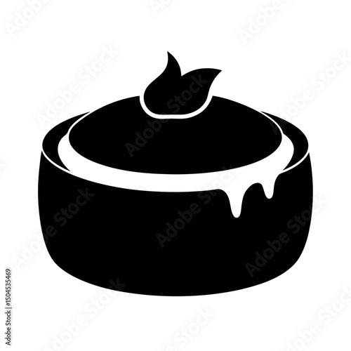 Creme Caramel Dessert Food Black Vector Silhouette