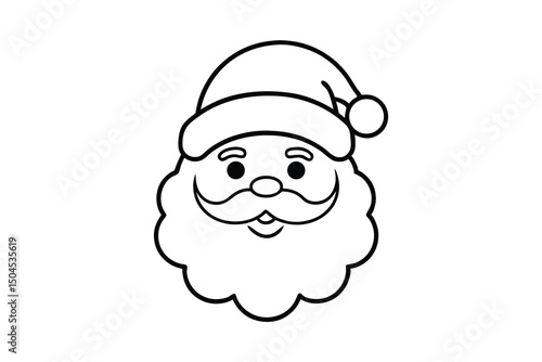 Santa claus head outline simple christmas design illustration