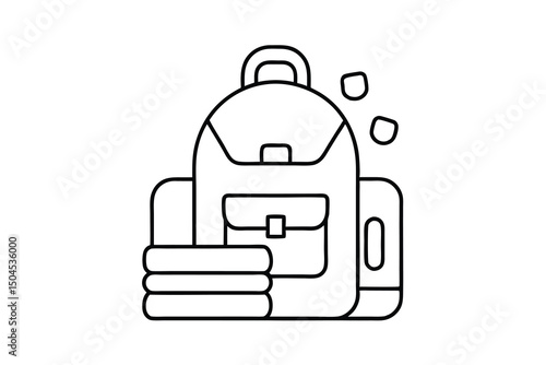 Backpack with clothes and phone for travel adventure