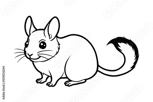 Adorable cartoon chinchilla outline illustration perfect for coloring pages and kids activities