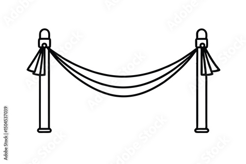 Elegant rope stanchion with draped fabric festive decor