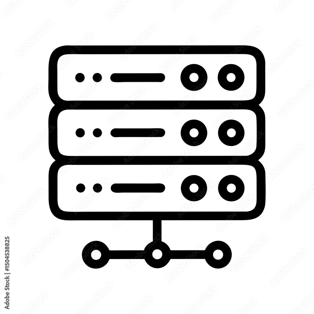 Server Icon Representing Data Hosting, Network Storage, and Cloud-Based Infrastructure Server Icon Representing Data Hosting, Network Storage, and Cloud-Based Infrastructure