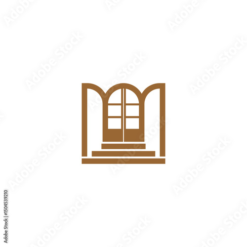 Brown Doorway with Arches  Steps