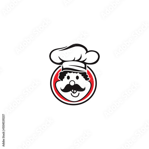 Cartoon chefs face in roundel