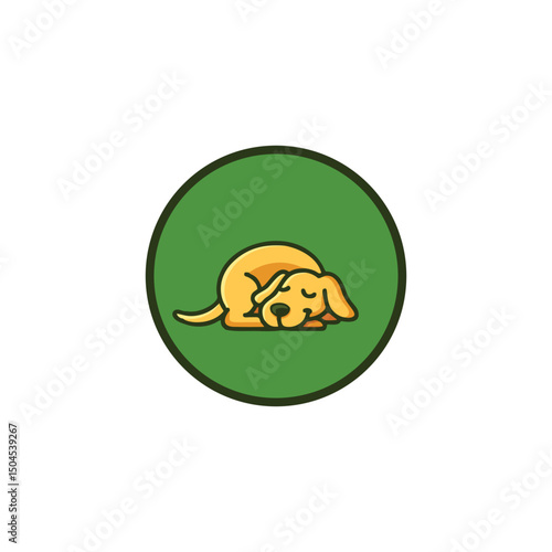 Cozy sleeping dog emblem design