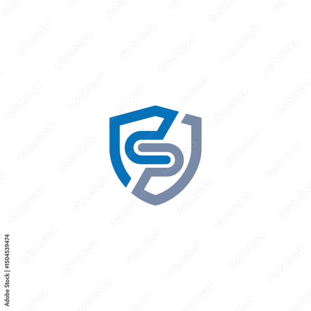 Symbolic initial shield emblem design Symbolic initial shield emblem design