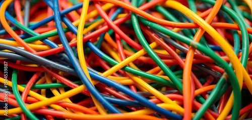 Wallpaper Mural Close-up of tangled plastic electrical cables, cord, fiber Torontodigital.ca