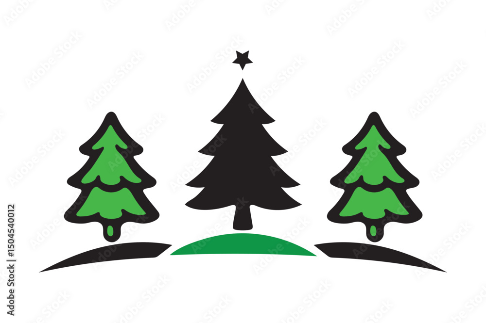 Obraz premium Christmas tree vector icon on white background.