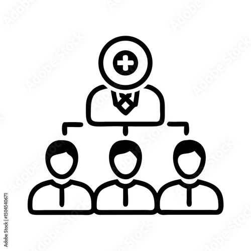 Team with Leader Icon Representing Leadership and Group Collaboration