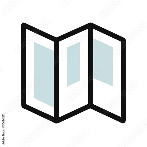 Unfolded Map Icon Representing Map View and Navigation