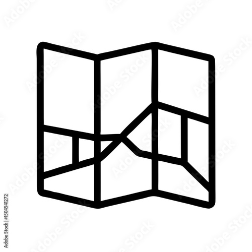Unfolded Map Icon Representing Map View and Navigation