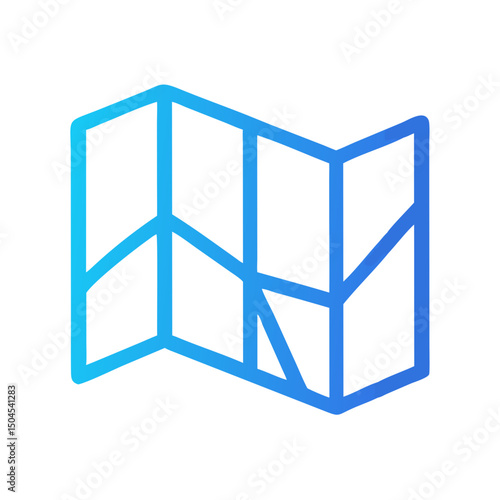 Unfolded Map Icon Representing Map View and Navigation