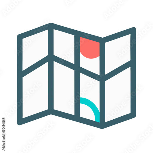 Unfolded Map Icon Representing Map View and Navigation