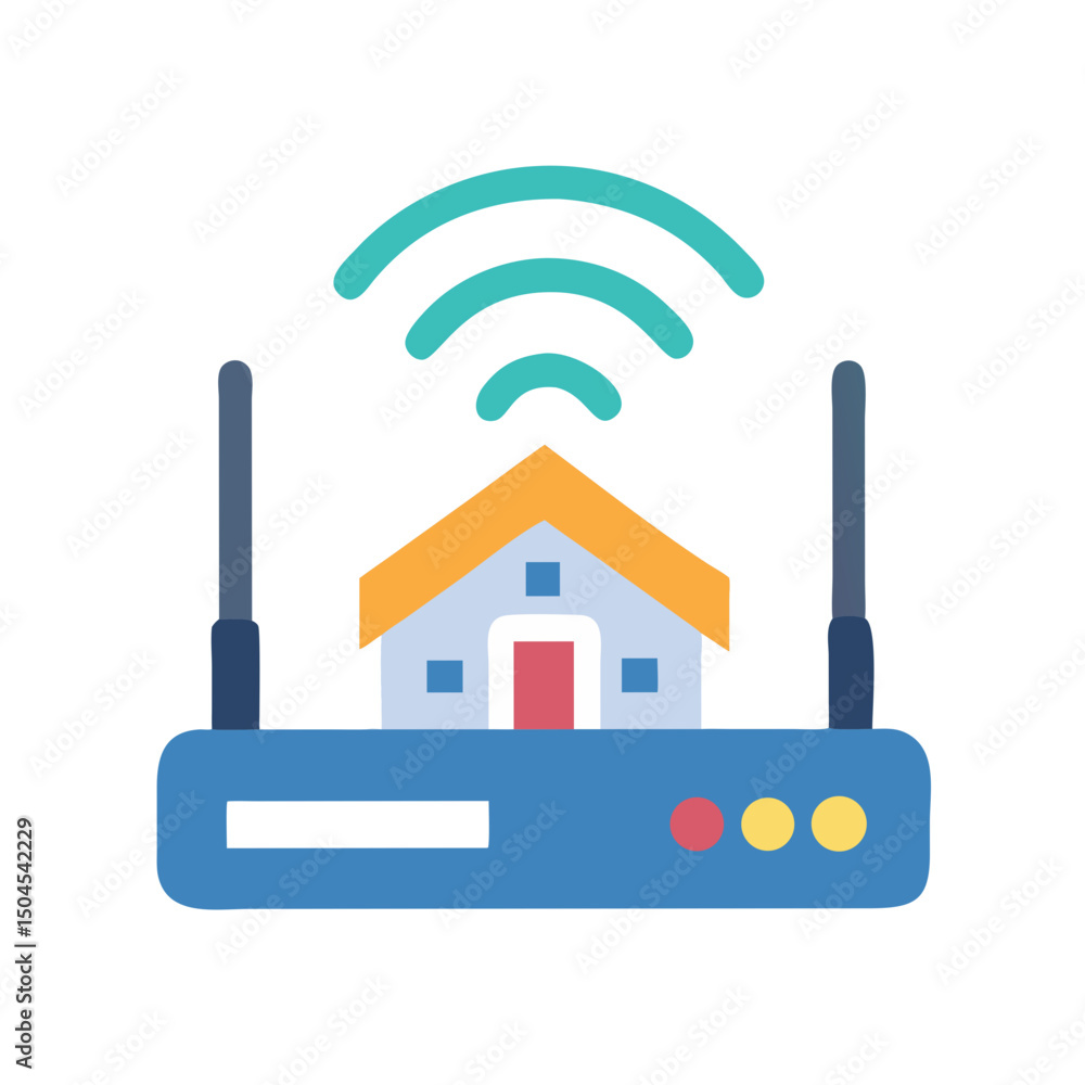 Obraz premium Wireless Router Icon Representing Home Internet and Network Connection