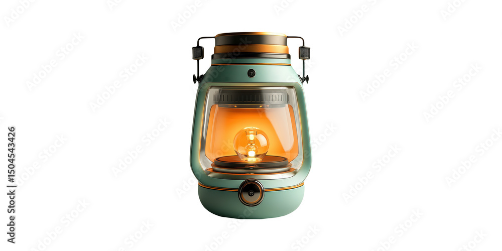Fototapeta premium Vintage Lantern With Modern Design. Retro Aesthetic And Warm Lighting For Cozy Ambiance Isolated On Transparent Background