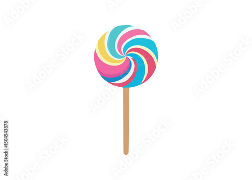 Colorful swirl lollipop isolated on white background sweet treat for children and design