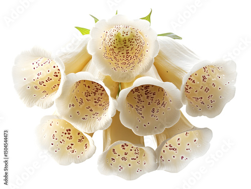 Elegant Foxglove Flowers Ivory Color with Burgundy Spots Transparent Background