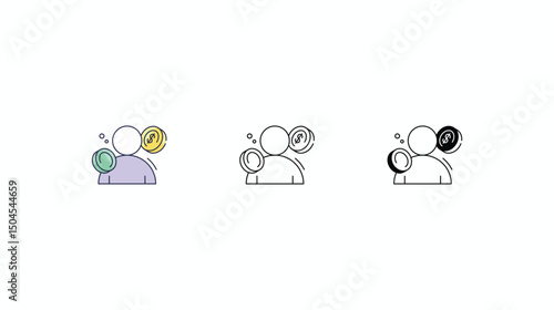 Funds icons vector set color line glyph line icons stock illustration