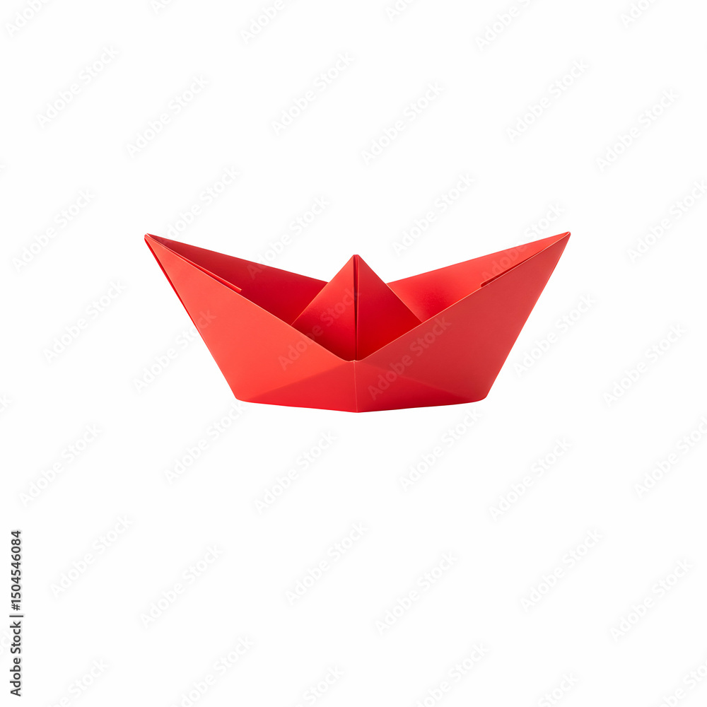 Naklejka premium Red Paper Boat Origami Tutorial