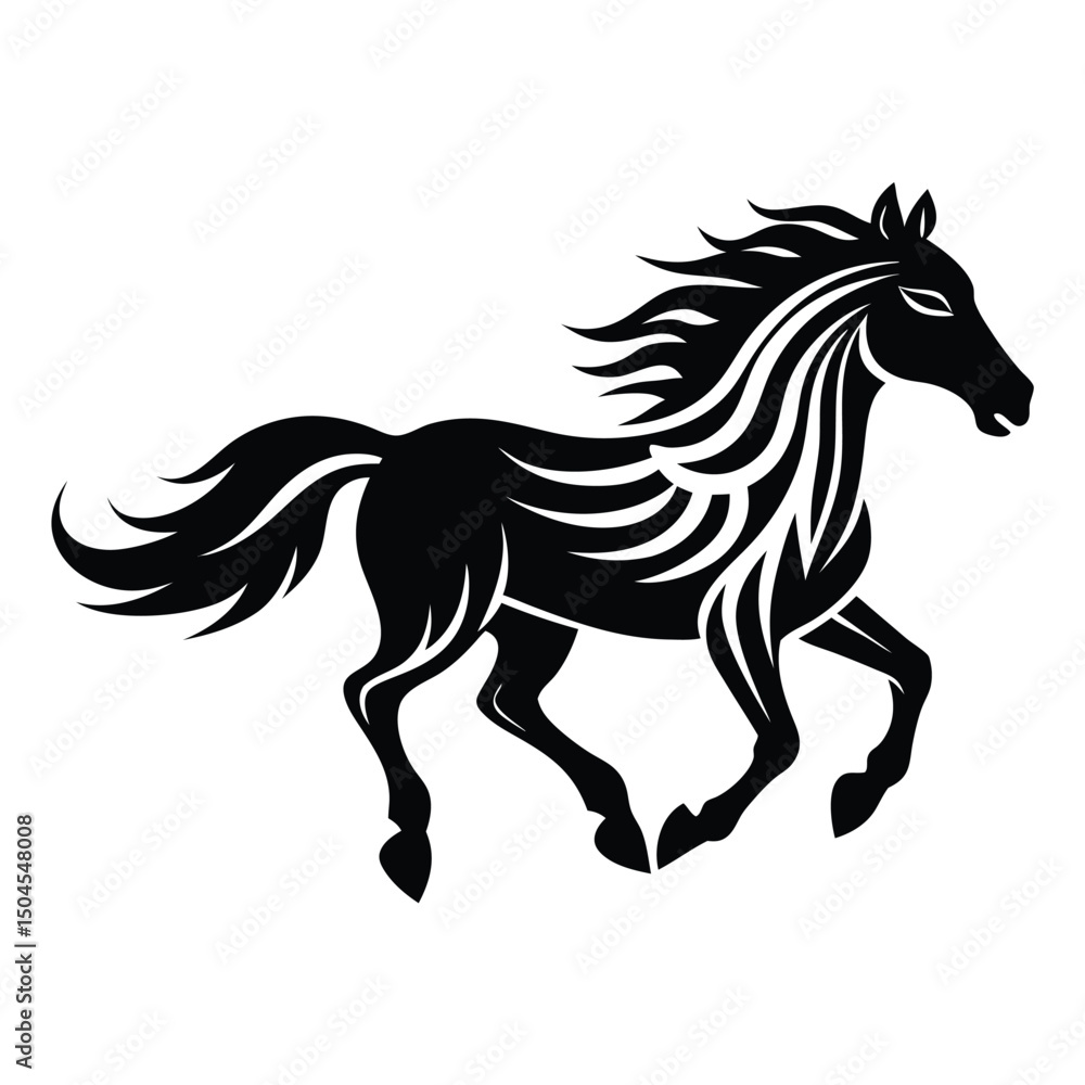 Obraz premium Running Horse Silhouette vector clipart 