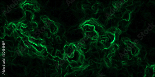 Abstract digital background with faint, glowing green electric lines and fluid. Nebula-inspired void, with glowing filaments and deep. Vivid liquid aquarelle paint paper texture canvas element 