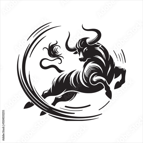 Bull Rodeo Showdown – Cowboy Riding a Bucking Bull in Action

