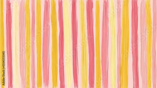 Vertical pattern of pink and yellow lines, ideal for cheerful design themes, wrapping paper, and modern surface graphics.