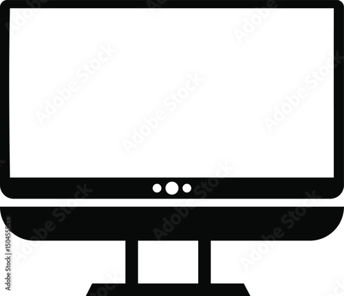 Black widescreen LCD computer and TV monitors with blank screens in a digital 3D design