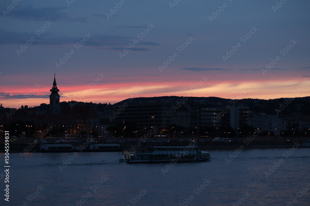 Fototapeta premium sunset over the river