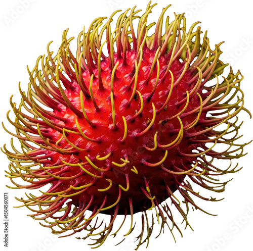 rambutan fruit isolated on transparent background, fresh and delicious organic food, juicy and healthy fruits