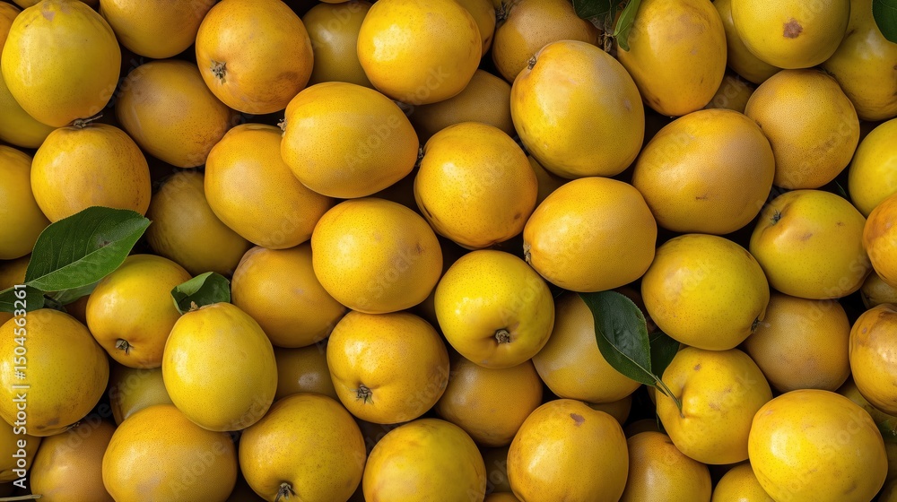 Fresh yellow lemons with green leaves in abundance Fresh yellow lemons with green leaves in abundance
