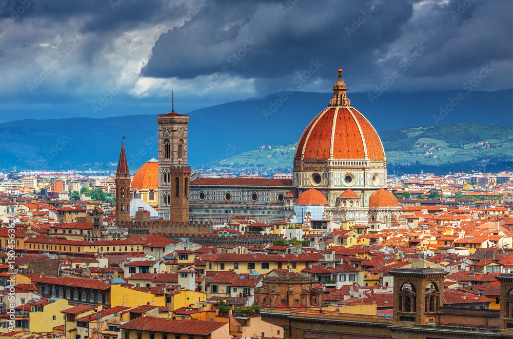 Fototapeta premium UNESCO, old, Cathedral of the Virgin Mary, Florence, Italy, Pope Eugene IV, Santa Maria del Fiore, Tuscan type, Florence ,cathedral, Tuscany, Gothic ,cathedral
