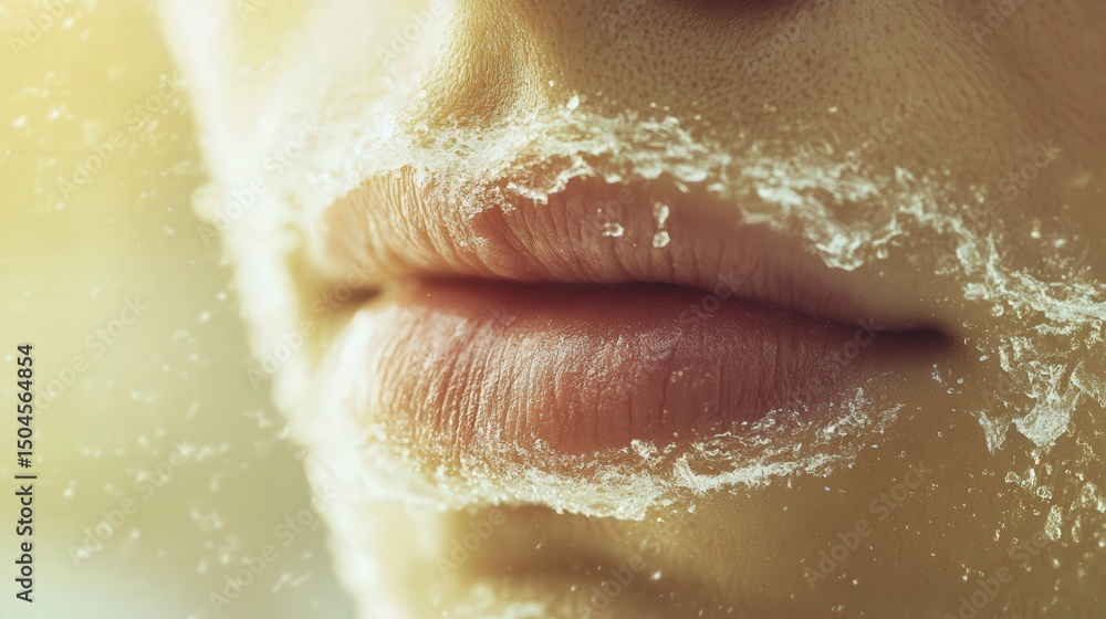 Obraz premium Close-up facial portrait of a person with frost on their skin.