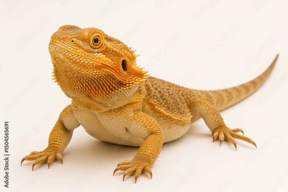Naklejka premium Majestic Bearded Dragon in High Detail on Cream Background