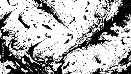 Chaotic abstract engraved background with scattered dynamic linework