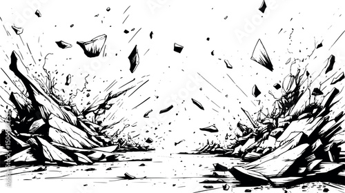 Chaotic abstract engraved background with scattered dynamic linework