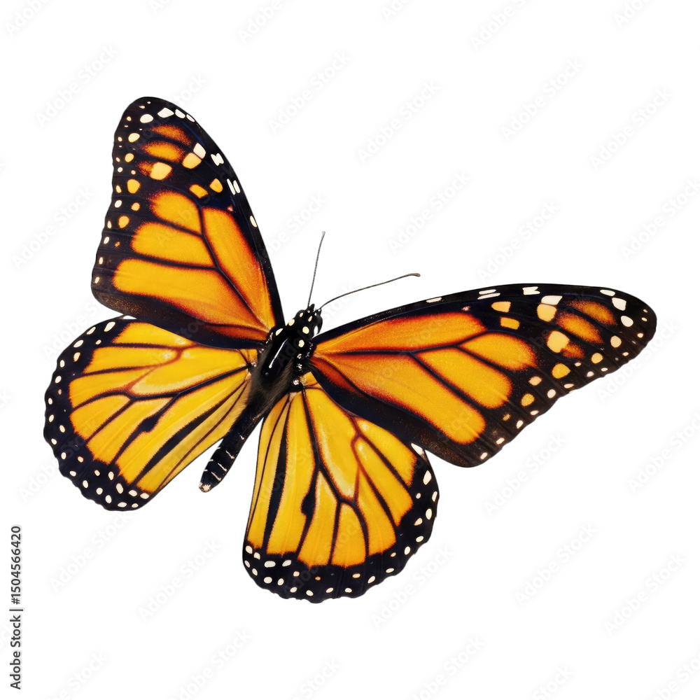 Fototapeta premium Monarch butterfly isolated on transparent background
