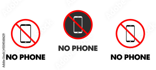 No phone icon set no smartphone vector icons button sign symbol not allowed prohibited restriction cellular