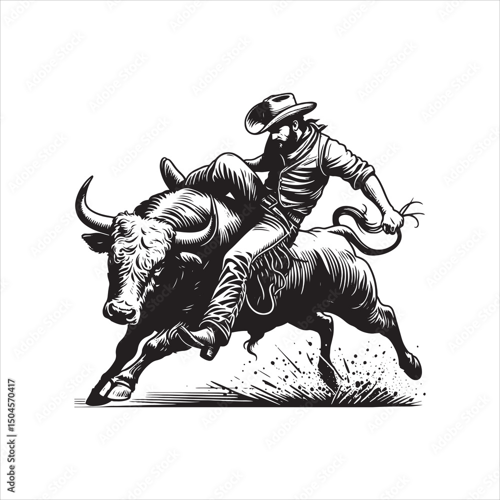 custom made wallpaper toronto digitalBull Rodeo Showdown – Cowboy Riding a Bucking Bull in Action