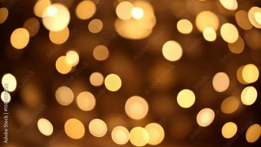 Golden light bokeh circles and sparkling stars creating a festive background for celebrations. Holiday season concept footage. Golden light bokeh circles and sparkling stars creating a festive background for celebrations. Holiday season concept footage.
