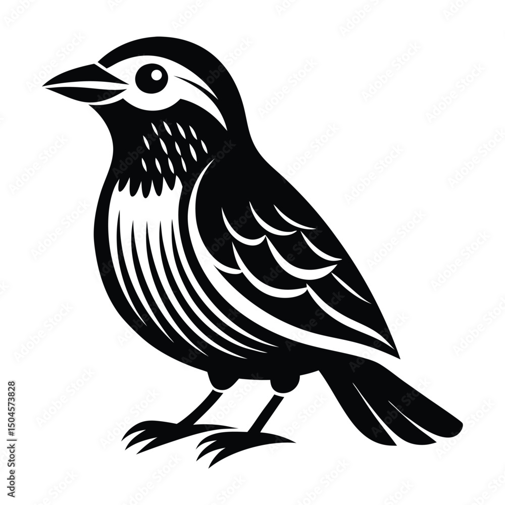 Fototapeta premium Bird icon, silhouette, black and white logo on white background
