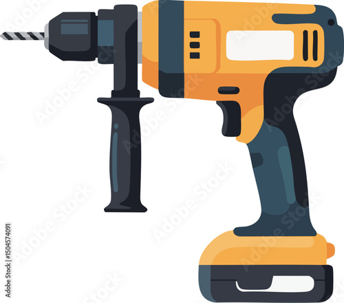 Cordless Drill Power Tool for Construction and Home Improvement Projects with Orange and Black Design 